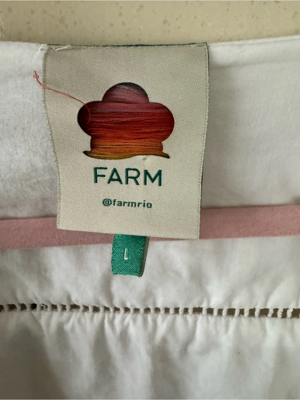 FARM Rio White Cropped Embroidered Peasant Blouse